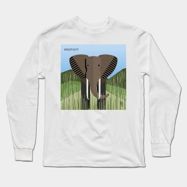 Minimal Zoo Art Series | A to Z  | Elephant | Square Long Sleeve T-Shirt by Rad Love